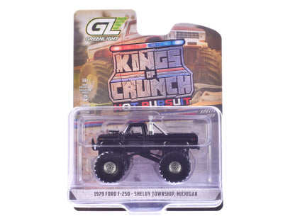 1979 Ford F-250 Monster Truck "Shelby Township Police Michigan" Black "Kings of Crunch - Hot Pursuit" Special Edition 1/64 Diecast Model Car by Greenlight  free shipping USA