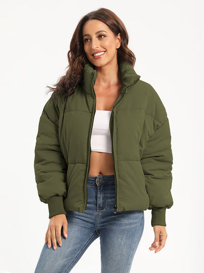 Zip Up Turtleneck Long Sleeve Puffer Jacket