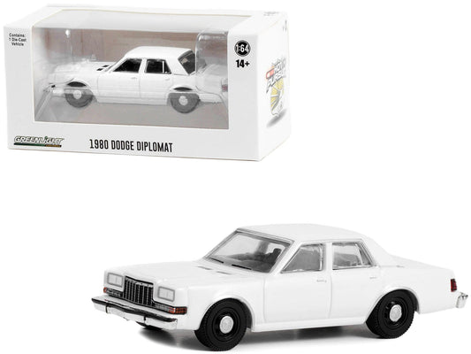1980-1989 Dodge Diplomat Police Unmarked White "Hot Pursuit" "Hobby Exclusive" Series 1/64 Diecast Model Car by Greenlight  free shipping USA