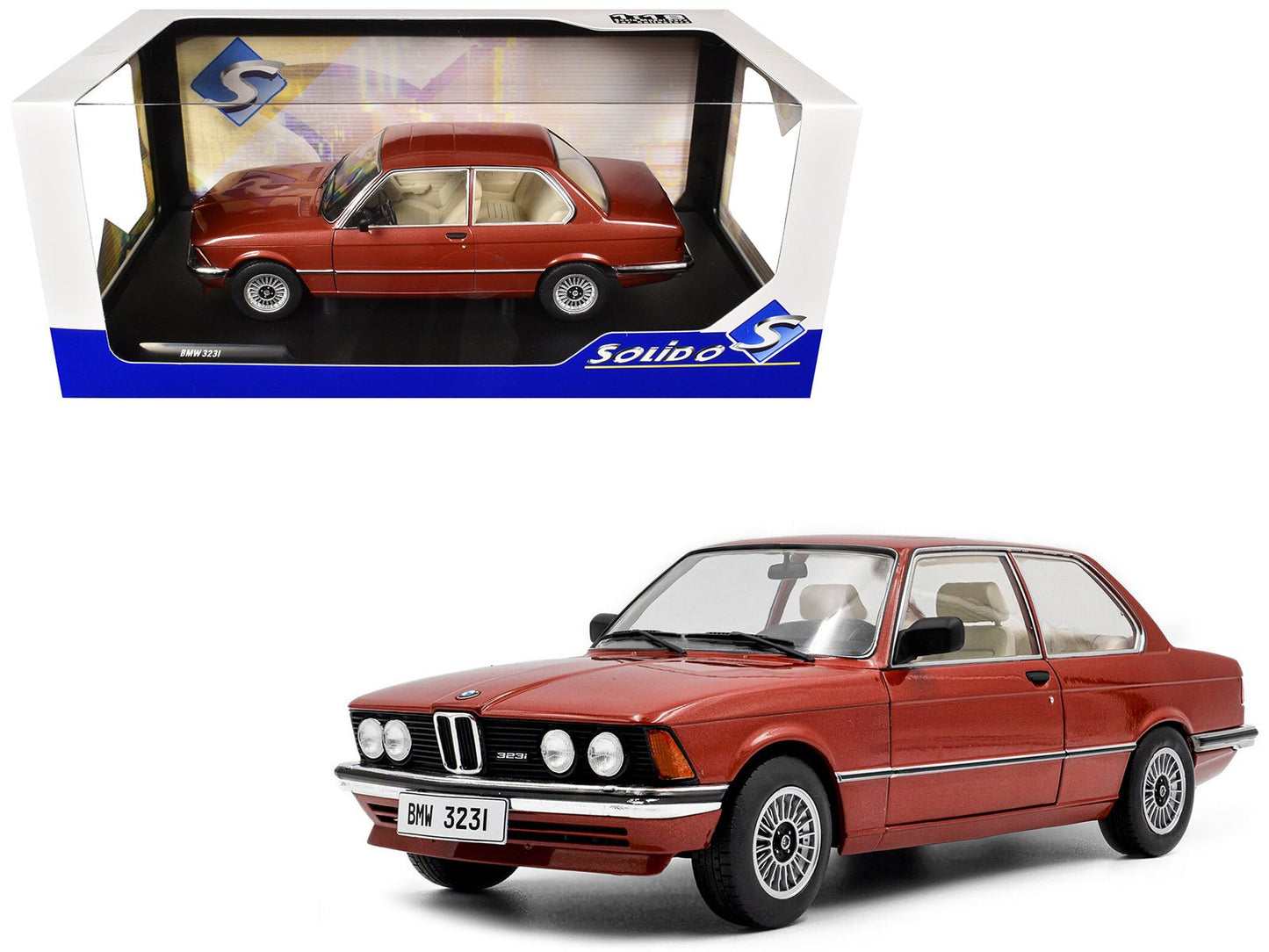 1980 BMW 323i Ruby Red Metallic 1/18 Diecast Model Car by Solido  free shipping USA