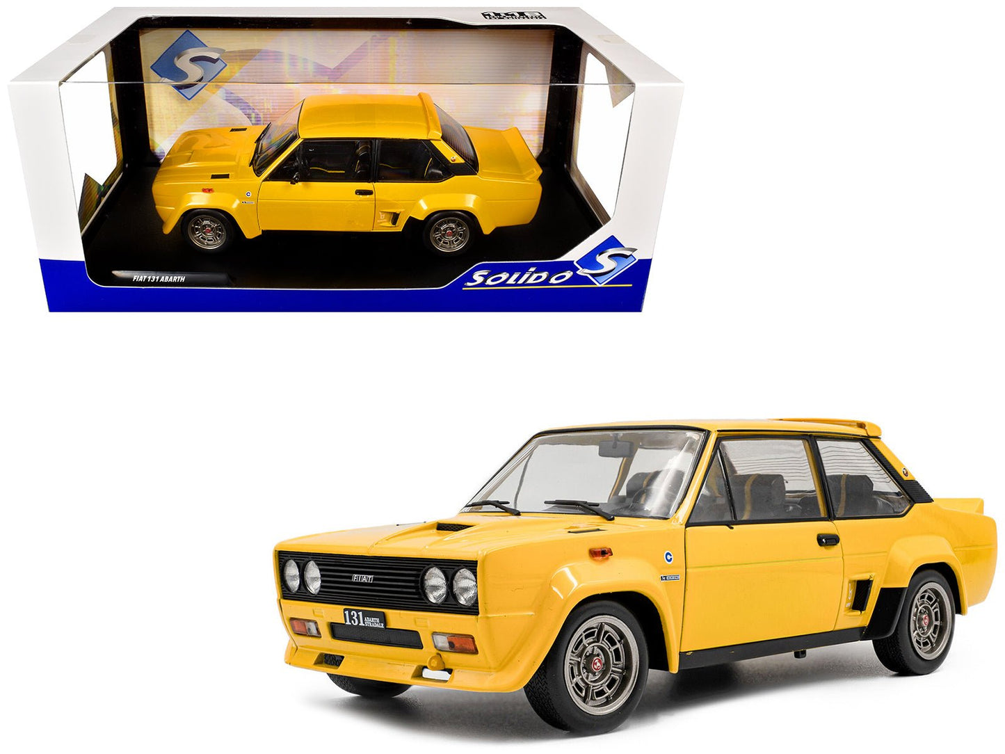 1980 Fiat 131 Abarth Yellow 1/18 Diecast Model Car by Solido  free shipping USA