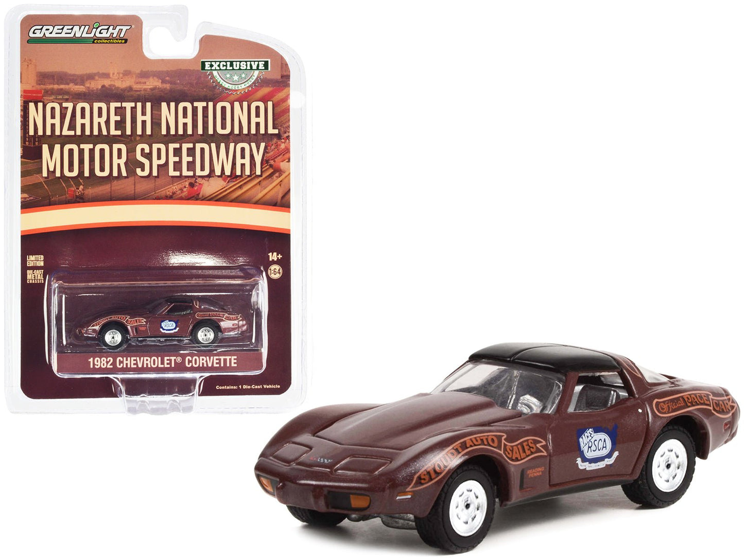 1982 Chevrolet Corvette Nazareth National Motor Speedway Official Pace Car "Hobby Exclusive" Series 1/64 Diecast Model Car by Greenlight  free shipping USA