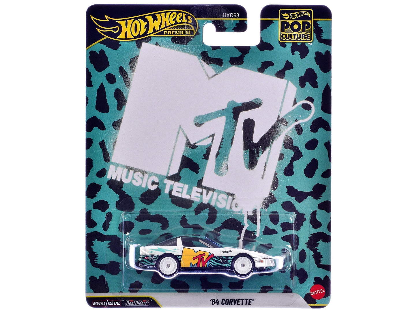 1984 Chevrolet Corvette "MTV" White with Stripes and Graphics "Pop Culture" Series Diecast Model Car by Hot Wheels  free shipping USA