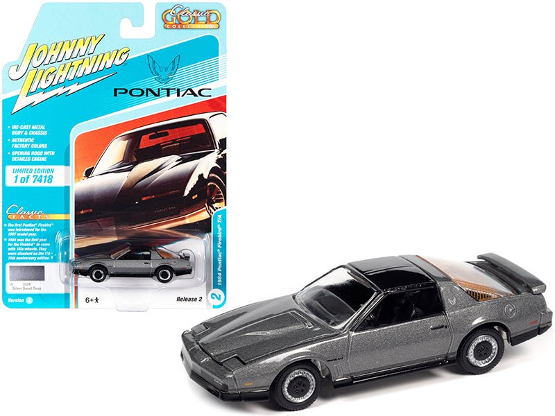 1984 Pontiac Firebird Trans Am T/A Silver Sand Gray Metallic with Black Top "Classic Gold Collection" Series Limited Edition to 7418 pieces Worldwide 1/64 Diecast Model Car by Johnny Lightning  free shipping USA