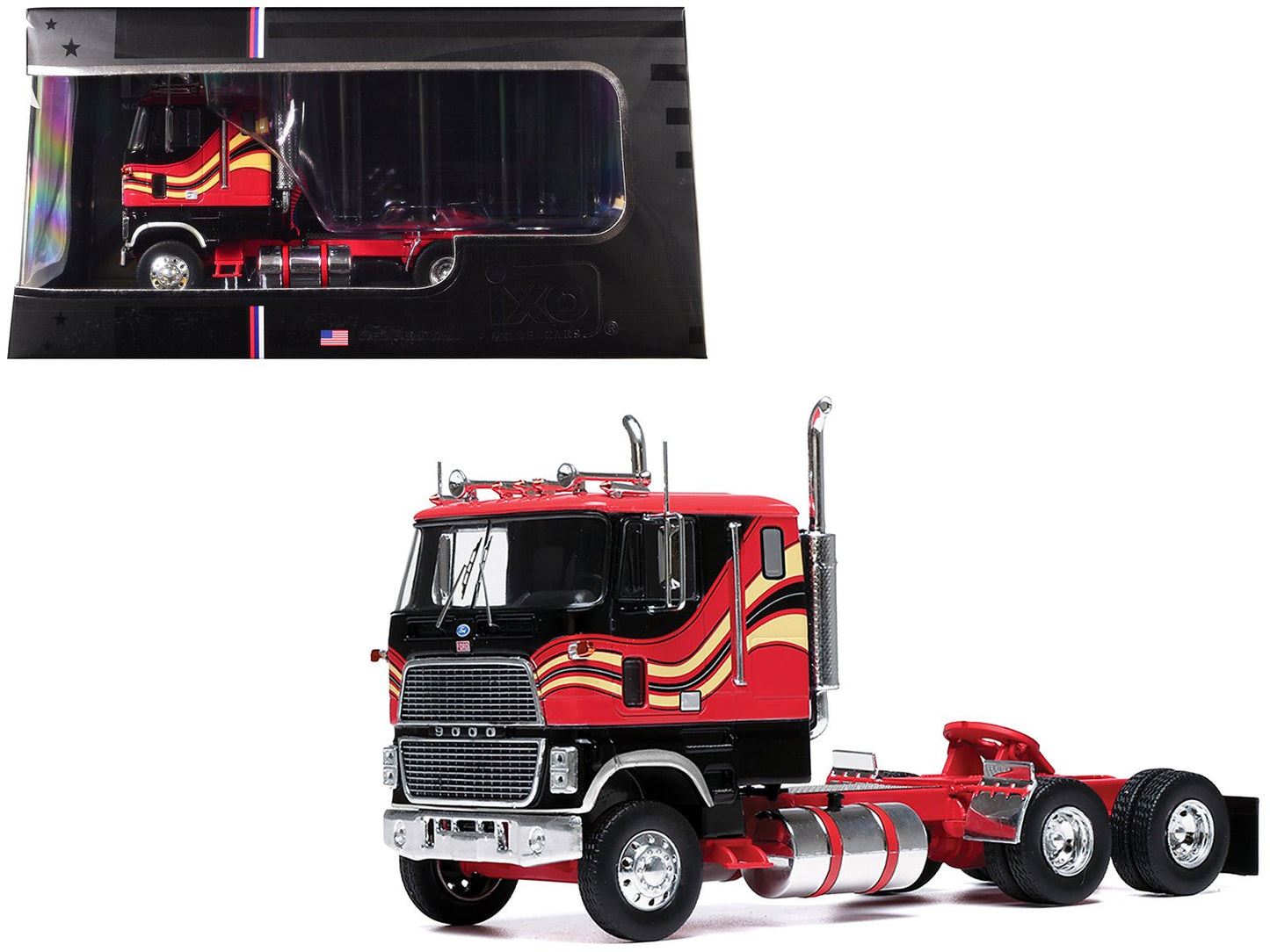 1985 Ford CL 9000 Truck Tractor Red and Black with Graphics 1/43 Diecast Model by IXO Models  free shipping USA