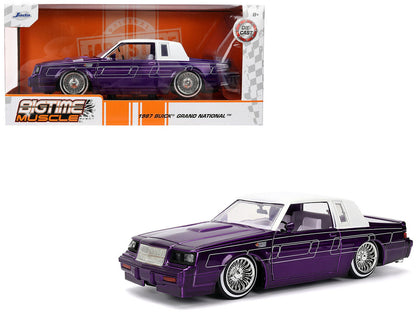 1987 Buick Grand National Candy Purple with Graphics and White Top and Interior "Bigtime Muscle" Series 1/24 Diecast Model Car by Jada  free shipping USA