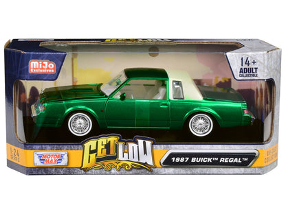 1987 Buick Regal Green Metallic with White Interior "Get Low" Series 1/24 Diecast Model Car by Motormax  free shipping USA