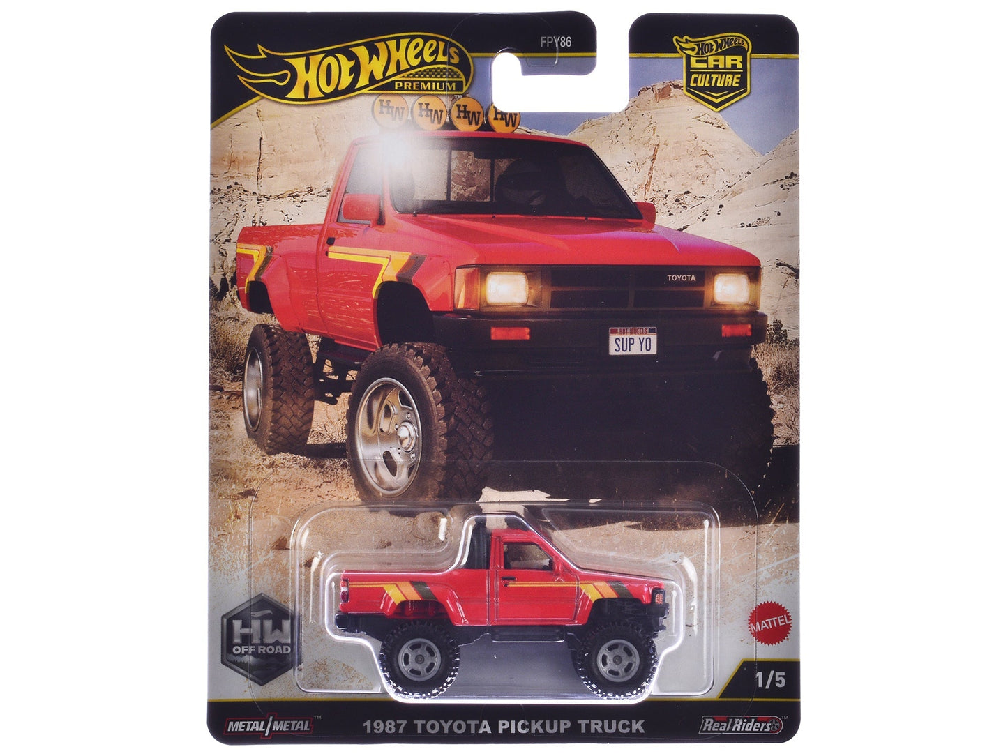 1987 Toyota Pickup Truck Red with Stripes "HW Off Road" Series Diecast Model Car by Hot Wheels  free shipping USA