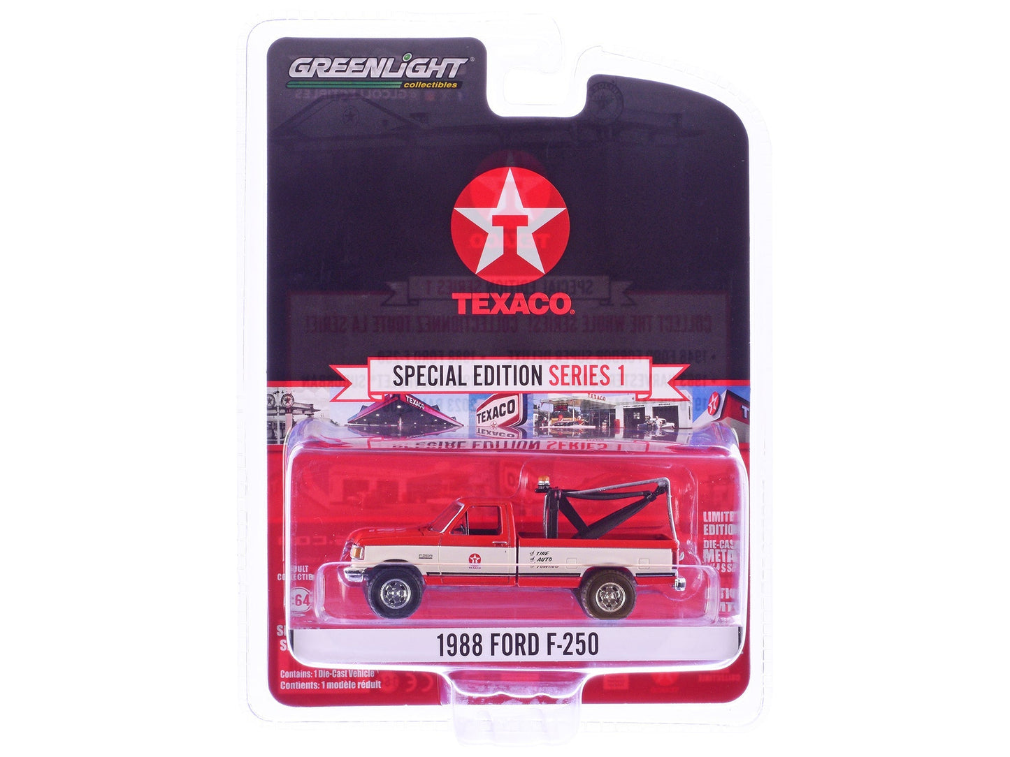 1988 Ford F-250 Tow Truck "Texaco" Red and White "Texaco Special Edition" Series 1 1/64 Diecast Model Car by Greenlight  free shipping USA