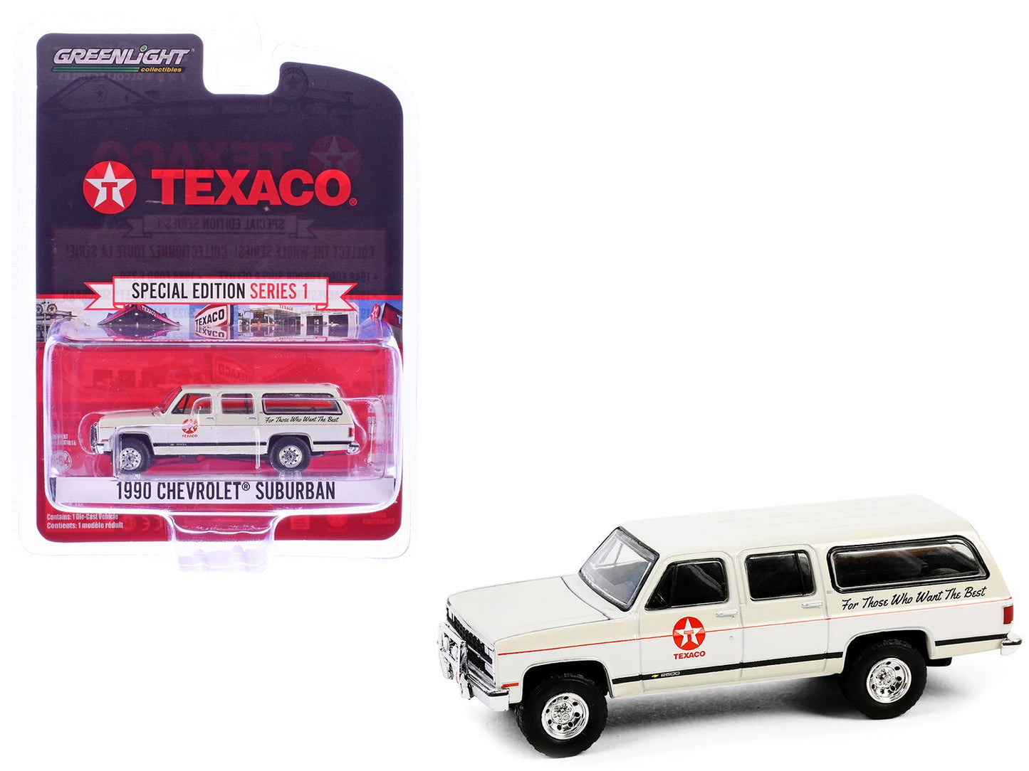 1990 Chevrolet Suburban "Texaco" Cream and White "Texaco Special Edition" Series 1 1/64 Diecast Model Car by Greenlight  free shipping USA