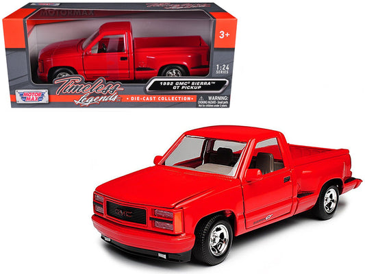 1992 GMC Sierra GT Red Pickup Truck 1/24 Diecast Model by Motormax  free shipping USA