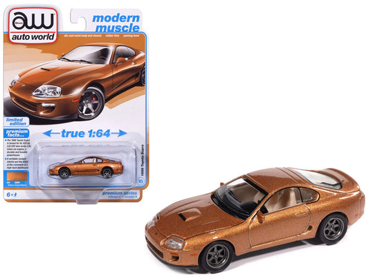 1998 Toyota Supra Sedona Sunset Bronze Metallic "Modern Muscle" Series 1/64 Diecast Model Car by Auto World  free shipping USA