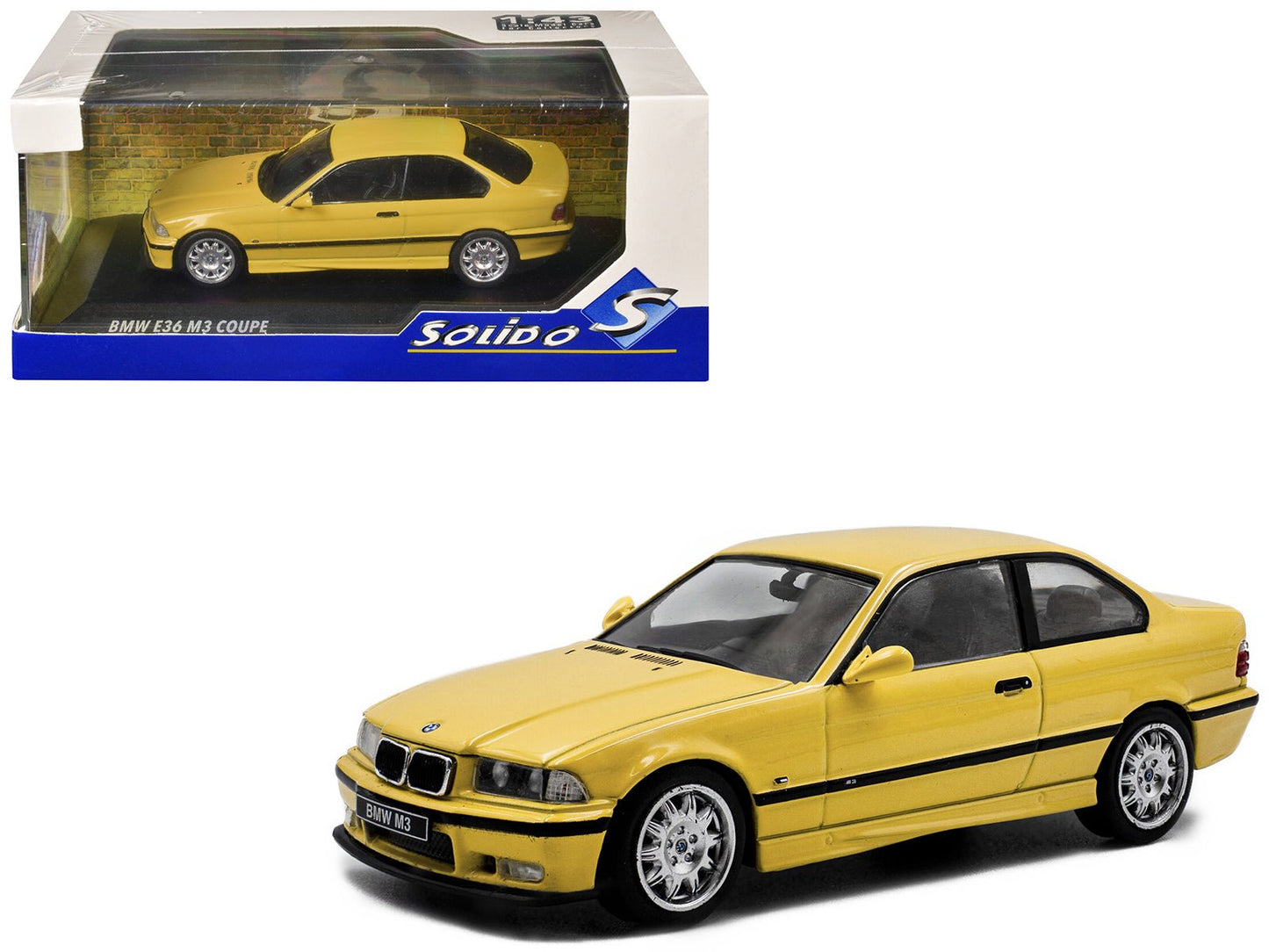 1999 BMW E36 M3 Coupe Dakar Yellow 1/43 Diecast Model Car by Solido  free shipping USA