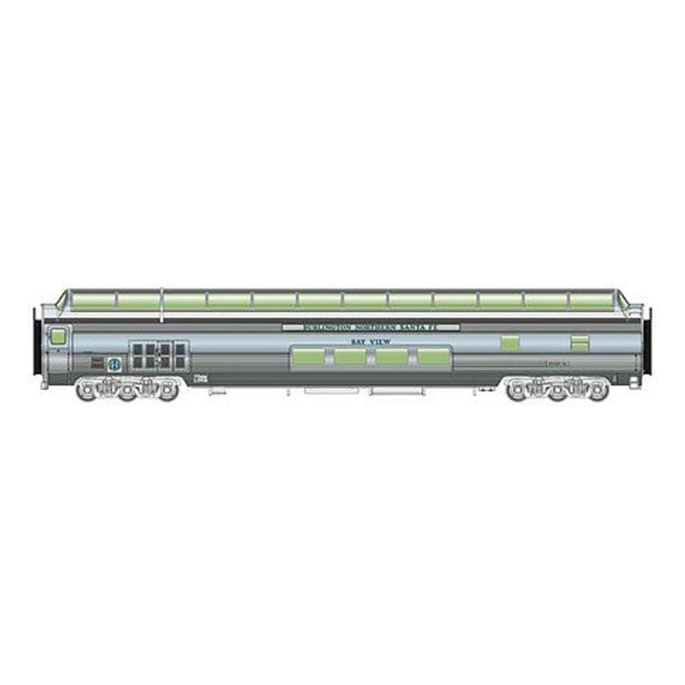 Walthers Proto 13502 HO Scale 85' Budd Big Dome Bar Lounge Dormitory - Ready to Run -- BNSF #31, Business Train (Real Metal Finish)