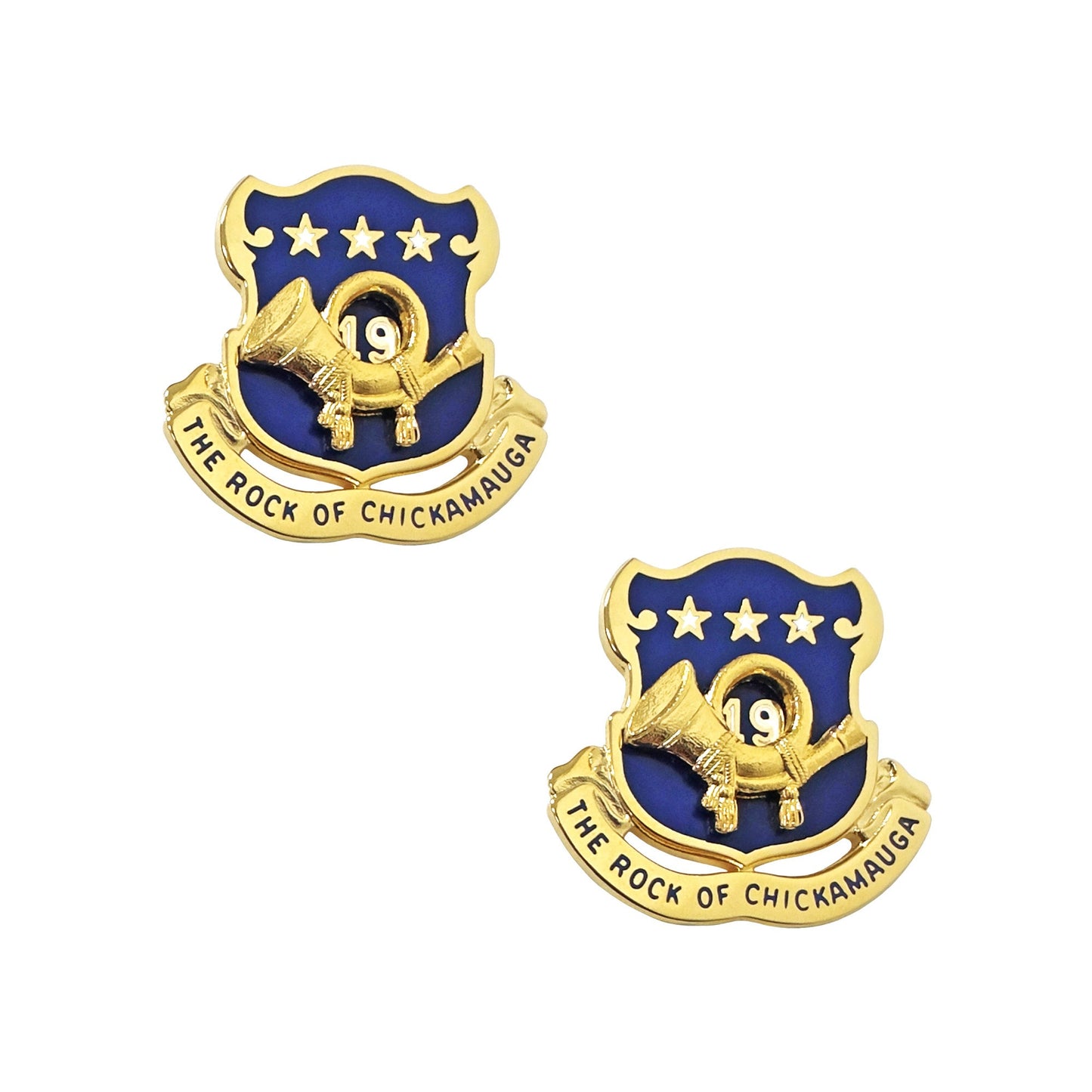 U.S. Army 19th Infantry Crest  "The Rock of Chickamauga" (pair)
