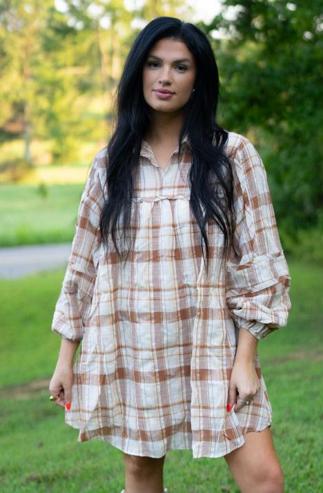 Dana Plaid Babydoll Dress by Threaded Pear