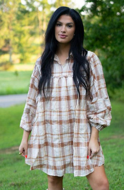 Dana Plaid Babydoll Dress by Threaded Pear