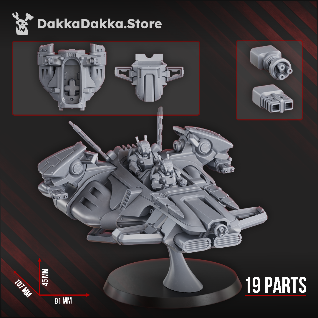 MSC APC "Cometail" - 3D Resin Printed Sci-Fi Vehicle (107mm Length) by DakkaDakka 28mm Heroic Scale Miniature, 107x91mm