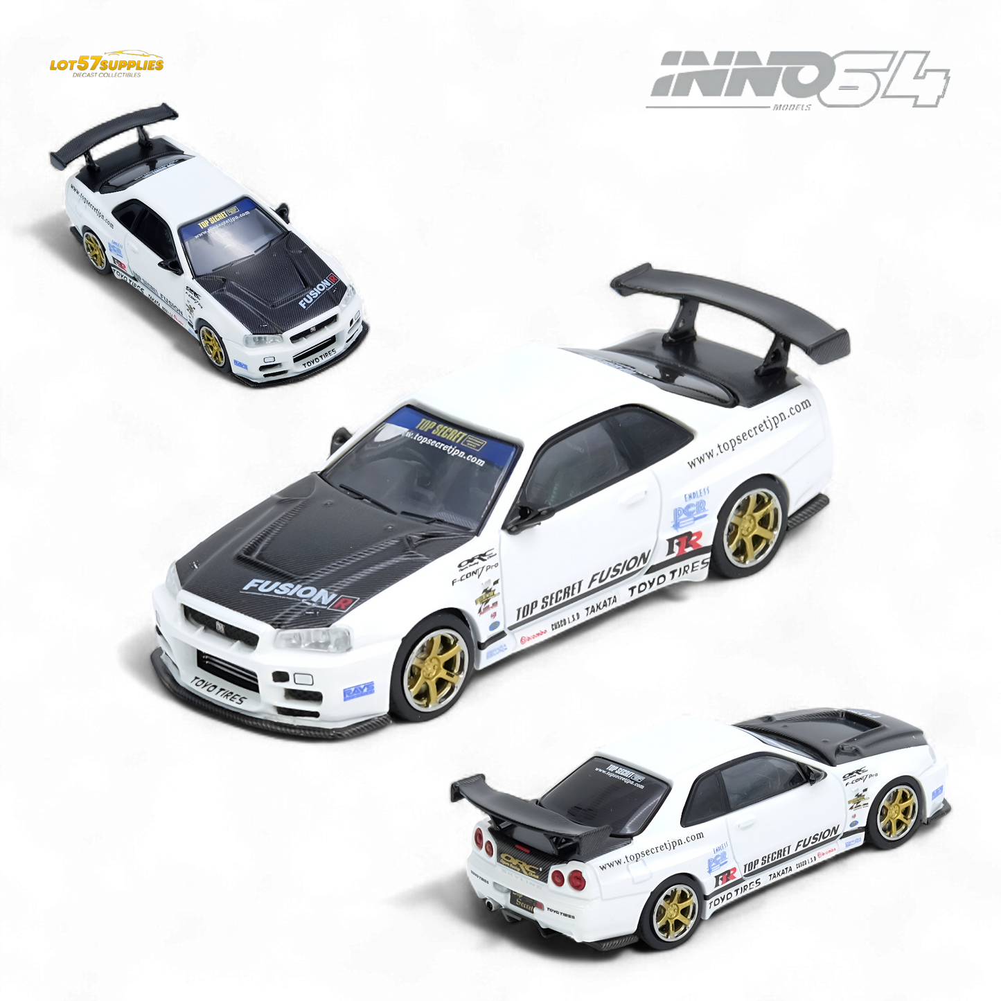 (Pre-Order) Inno64 Top Secret R34 GT-R - White 1:64