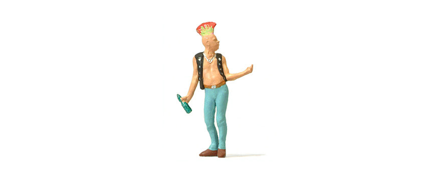 Preiser 28092 HO Scale Punk Rocker with Mohawk Figure