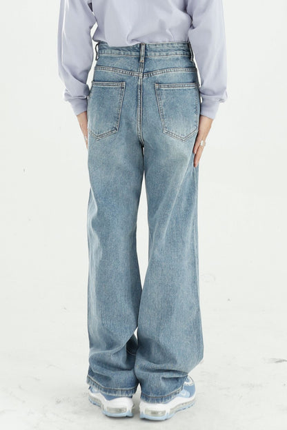 Distressed Wide Leg Jeans with Pockets