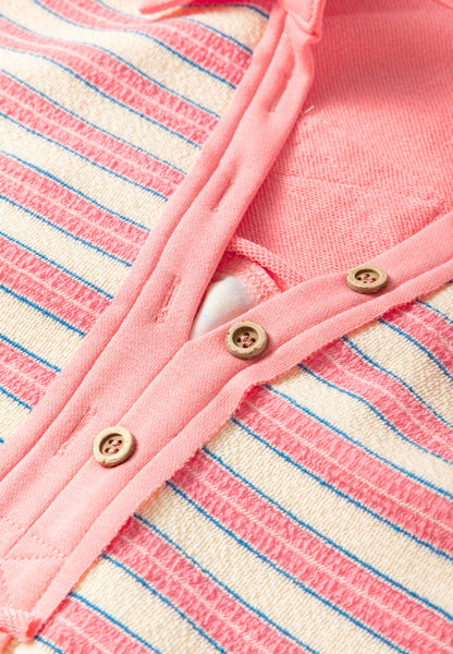Striped Johnny Collar Long Sleeve Sweatshirt