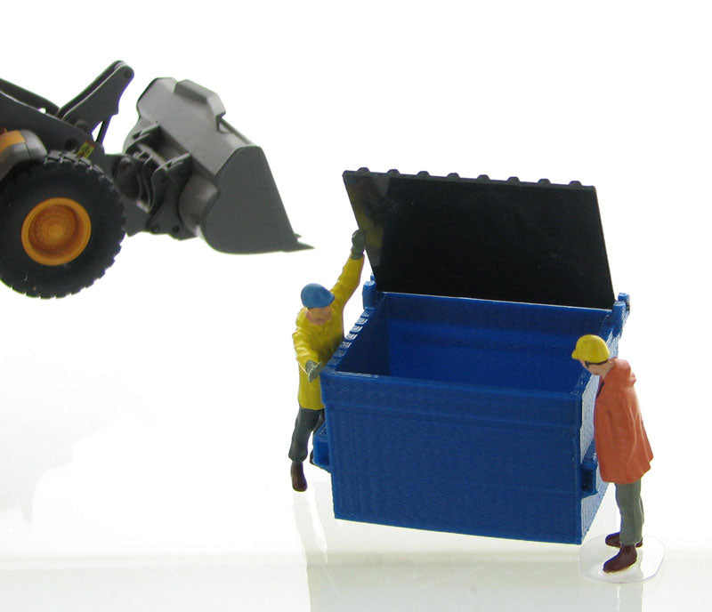 3D To Scale 50-230-BL 1/50 Trash Dumpster, Blue with Black Lid
