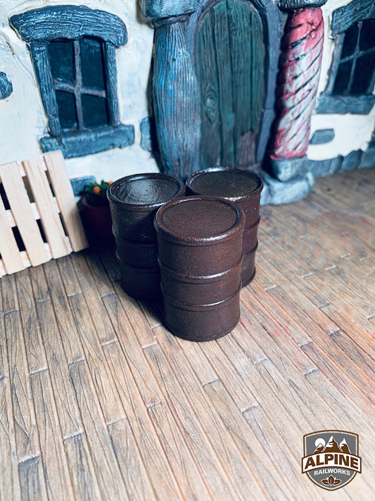 Alpine Railworks 1041 G Scale Brown Oil Barrels, Plain (3)