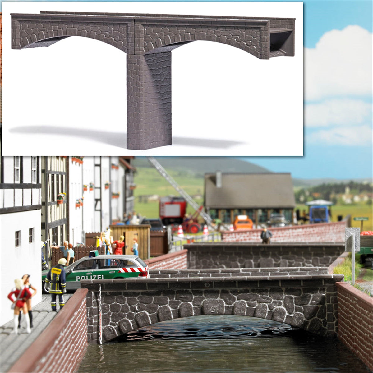Busch 7019 HO/N/TT Scale Arched Stone Bridge Kit