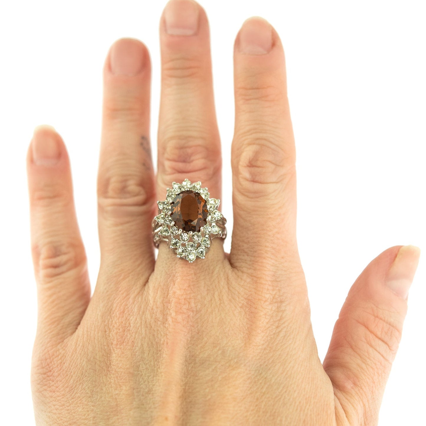 Vintage Women's Austrian Crystal Cocktail Ring 18k Gold Electroplated Birthstone Ring for Women by PVD Vintage Jewelry