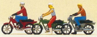 Preiser 10126 HO Scale Recreation & Sports Motorbikes w/Riders
