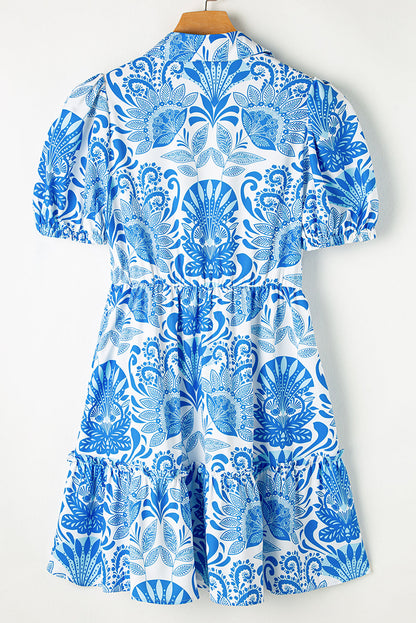 Lilly Floral Drawstring Waist Ruffled Dress by Poppy Lee Lane