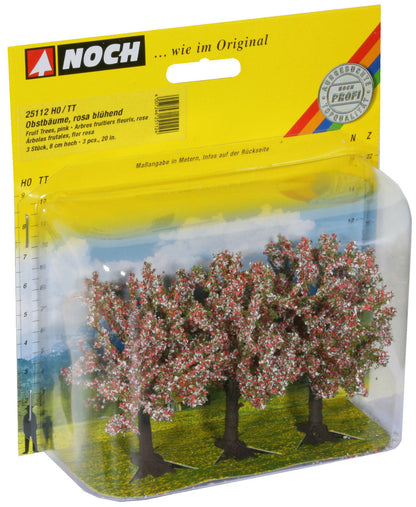 Noch 25112 HO/TT Scale Fruit Trees, Pink Blossoms, 8 cm, 3-Pack