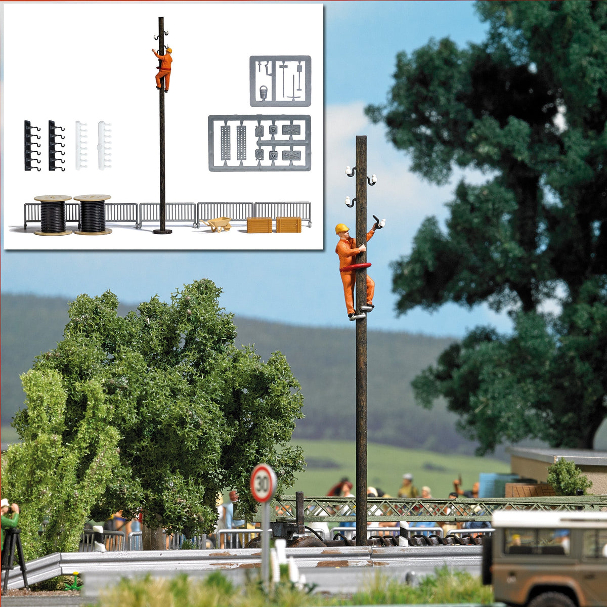 Busch 7837 HO Scale Pole Climber Action Set with Accessories