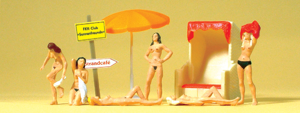 Preiser 10107 HO Scale Nude Sunbathers Figure Set