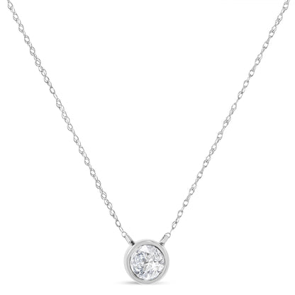 14K Gold Lab Grown Diamond Modern Bezel-Set Solitaire 16"-18" Pendant Necklace (F-G Color, VS2-SI1 Clarity) by Haus of Brilliance