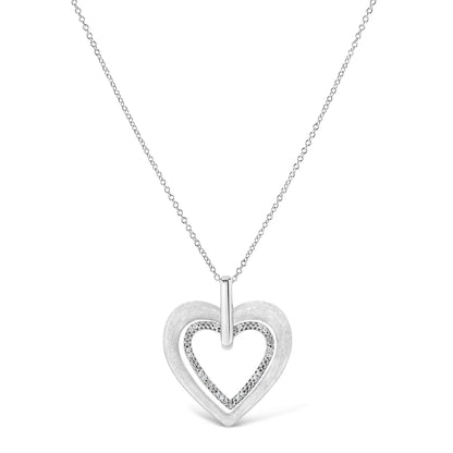 .925 Sterling Silver Prong-Set Diamond Accent Double Heart 18" Pendant Necklace (I-J Color, I1-I2 Clarity) by Haus of Brilliance