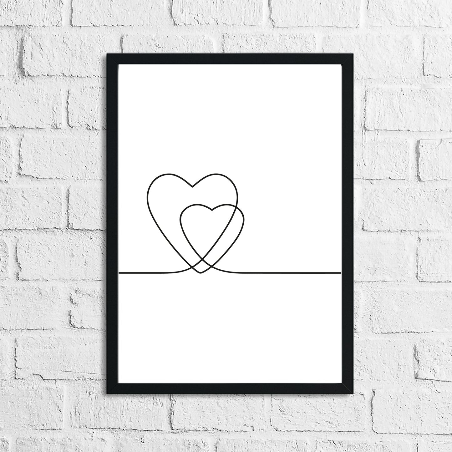 2 Hearts Simple Line Work Bedroom Wall Decor Print by WinsterCreations™ Official Store