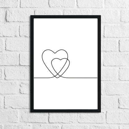 2 Hearts Simple Line Work Bedroom Wall Decor Print by WinsterCreations™ Official Store