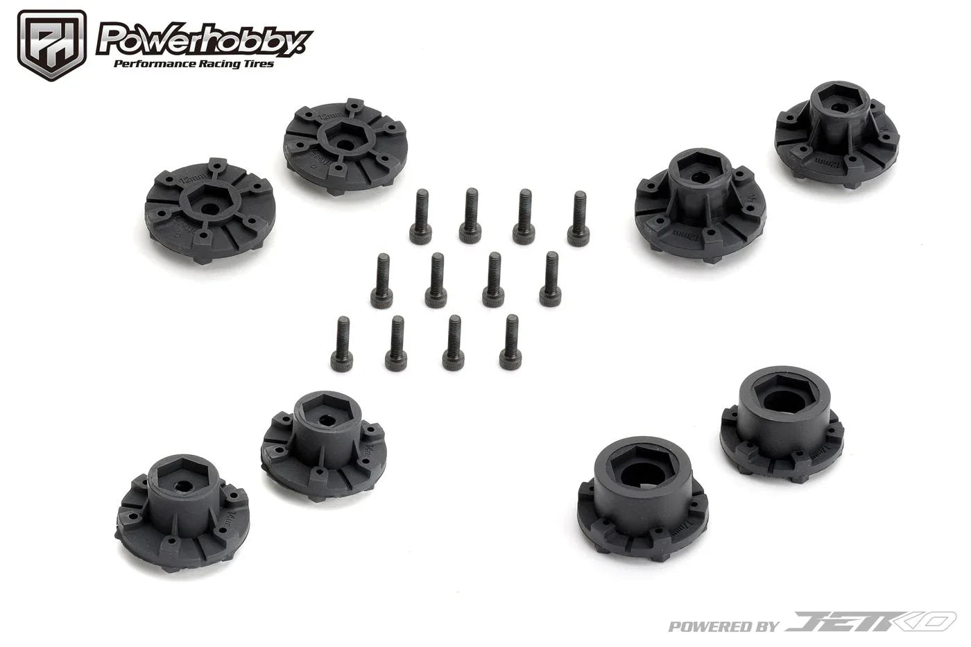 Powerhobby Rockform 1/10 SC Belted Tires (2) with Removable Hex Wheels