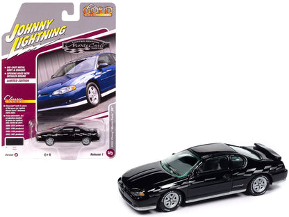 2001 Chevrolet Monte Carlo SS Black with Silver Graphics "Classic Gold Collection" 1/64 Diecast Model Car by Johnny Lightning  free shipping USA