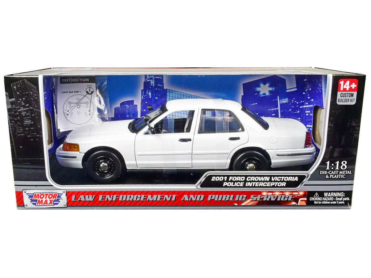 2001 Ford Crown Victoria Police Car Unmarked White "Custom Builder's Kit" Series 1/18 Diecast Model Car by Motormax  free shipping USA