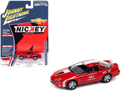 2002 Chevrolet Nickey Camaro ZL1 Bright Rally Red with White Stripes "Muscle Cars USA" Series 1/64 Diecast Model Car by Johnny Lightning  free shipping USA