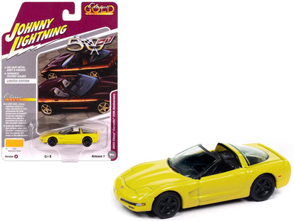 2003 Chevrolet Corvette Convertible "50th Anniversary" Millennium Yellow "Classic Gold Collection" 1/64 Diecast Model Car by Johnny Lightning  free shipping USA