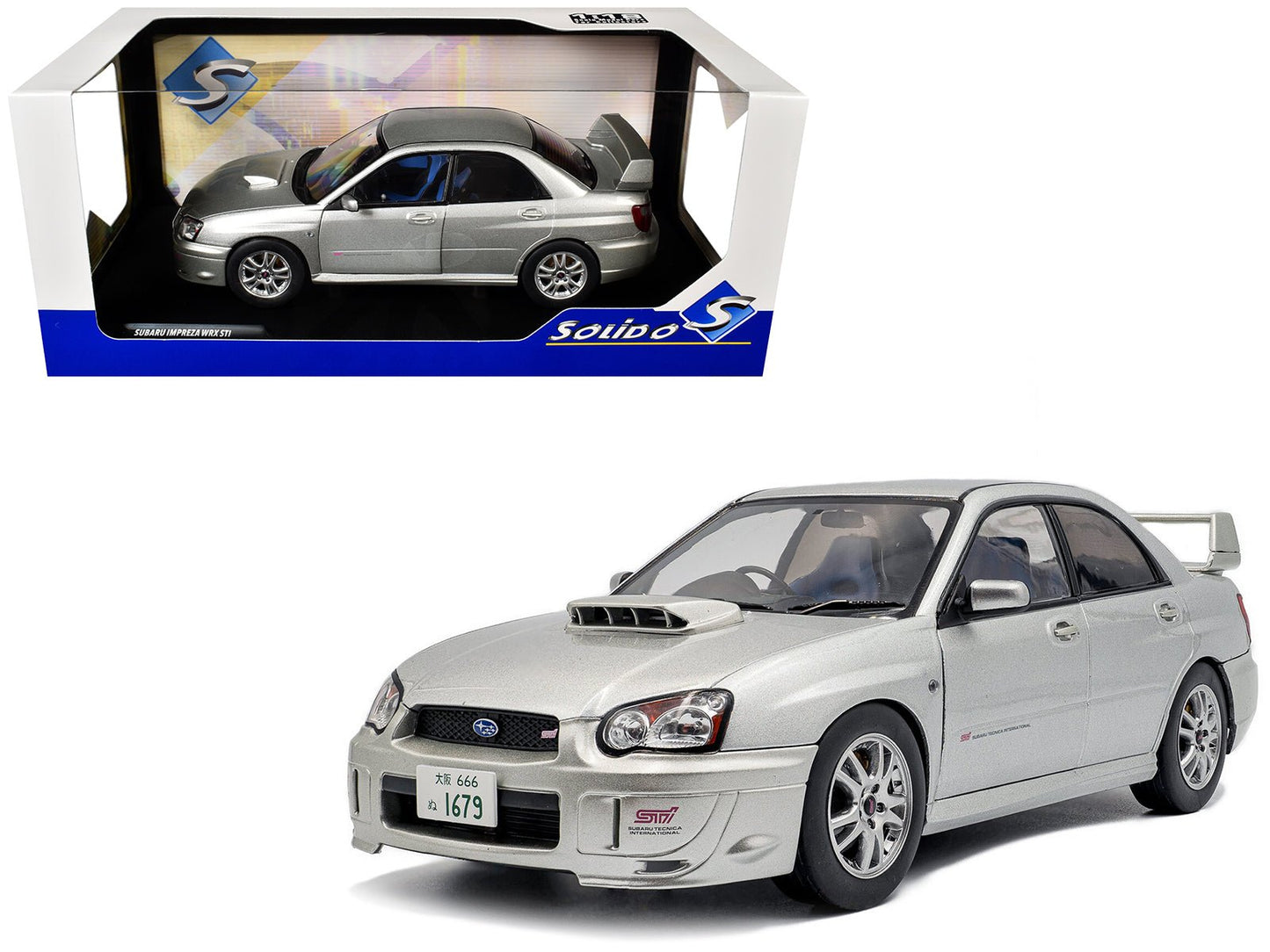 2004 Subaru Impreza WRX STI RHD (Right Hand Drive) Premium Silver Effect 1/18 Diecast Model Car by Solido  free shipping USA