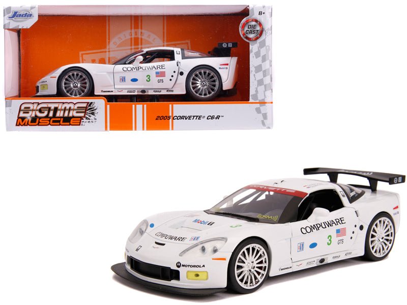 2005 Chevrolet Corvette C6-R #3 Olivier Beretta - Oliver Gavin "Compuware" White "Bigtime Muscle" 1/24 Diecast Model Car by Jada  free shipping USA