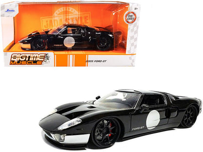 2005 Ford GT Black and Silver "Bigtime Muscle" Series 1/24 Diecast Model Car by Jada  free shipping USA