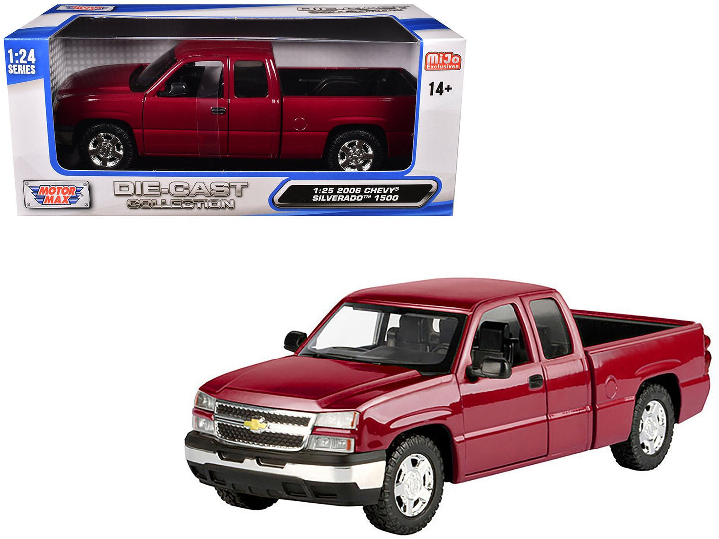 2006 Chevrolet Silverado 1500 Pickup Truck Red Metallic "Die-Cast Collection" Series 1/25 Diecast Model Car by Motormax  free shipping USA
