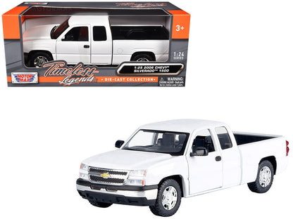2006 Chevrolet Silverado 1500 Pickup Truck White "Timeless Legends" Series 1/25 Diecast Model Car by Motormax  free shipping USA