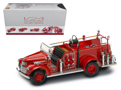 1941 GMC Fire Engine Red with Accessories 1/24 Diecast Model Car by Road Signature  free shipping USA